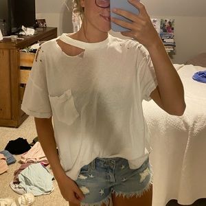Free People Ripped Oversized Tee